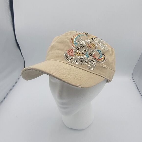 Women's Hat, Cap One Size Fits Most, Tan, Bejeweled, Brand New Mens - Picture 1 of 7
